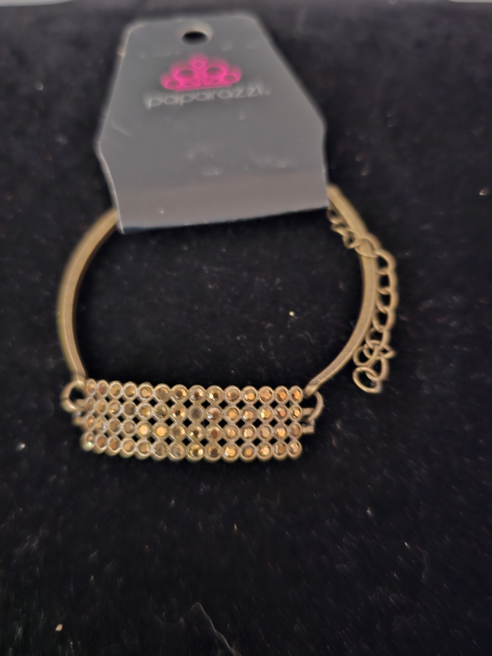 paparazzi Gold-Tone Pavé Bar Bracelet - Metallic Gold